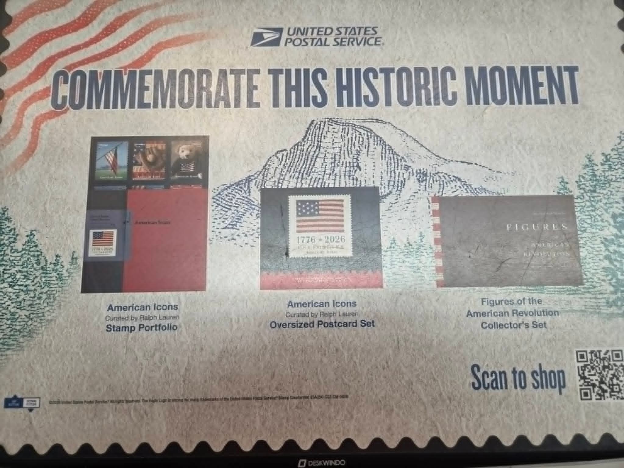 USPS commemorative stamp and postcard collection poster