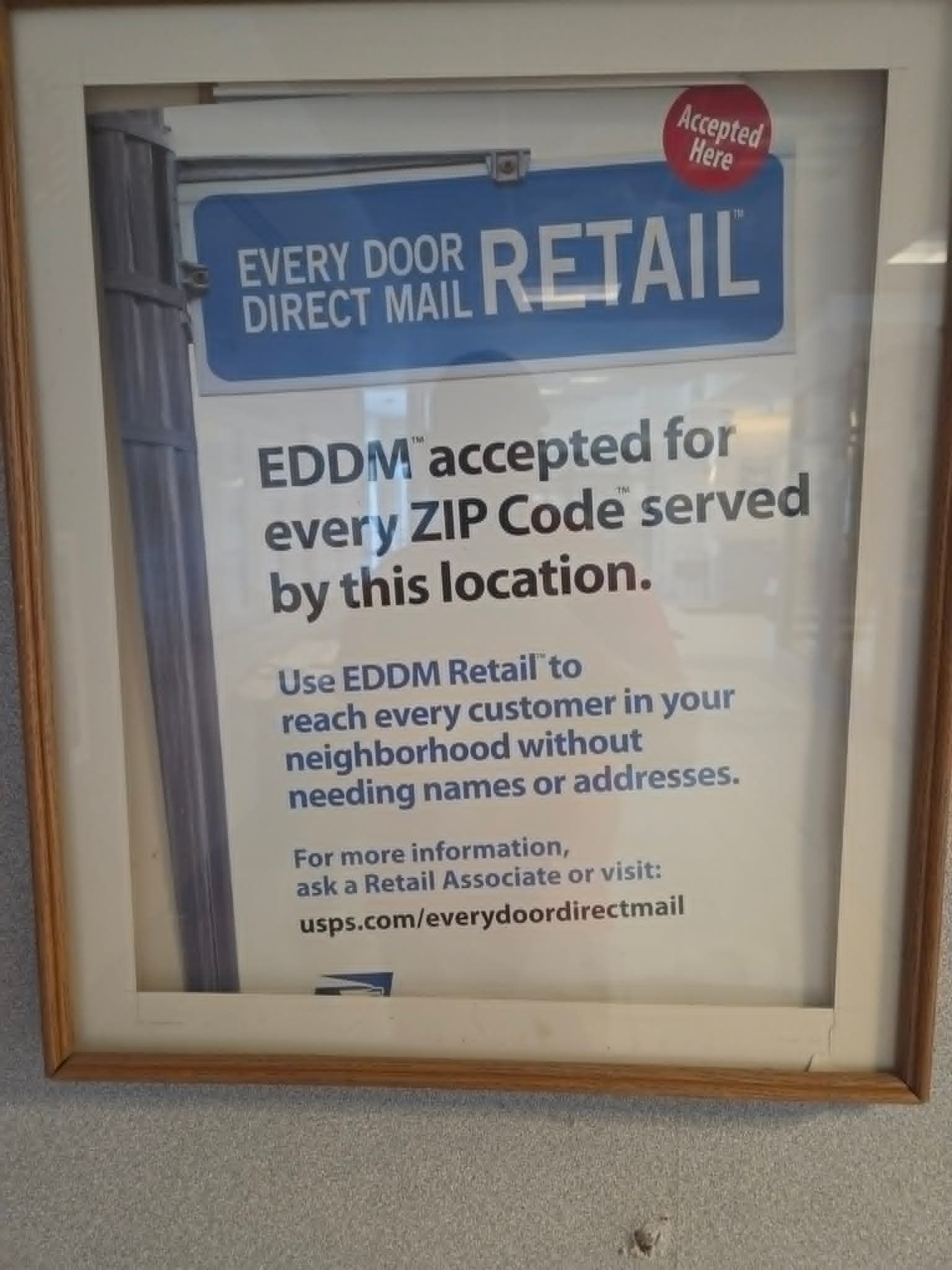 Framed USPS Every Door Direct Mail Retail sign