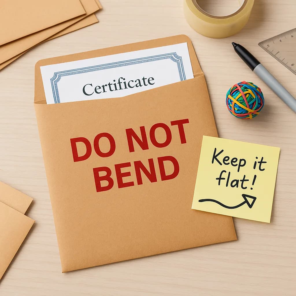 Documents protected with cardboard stiffeners in a rigid mailer