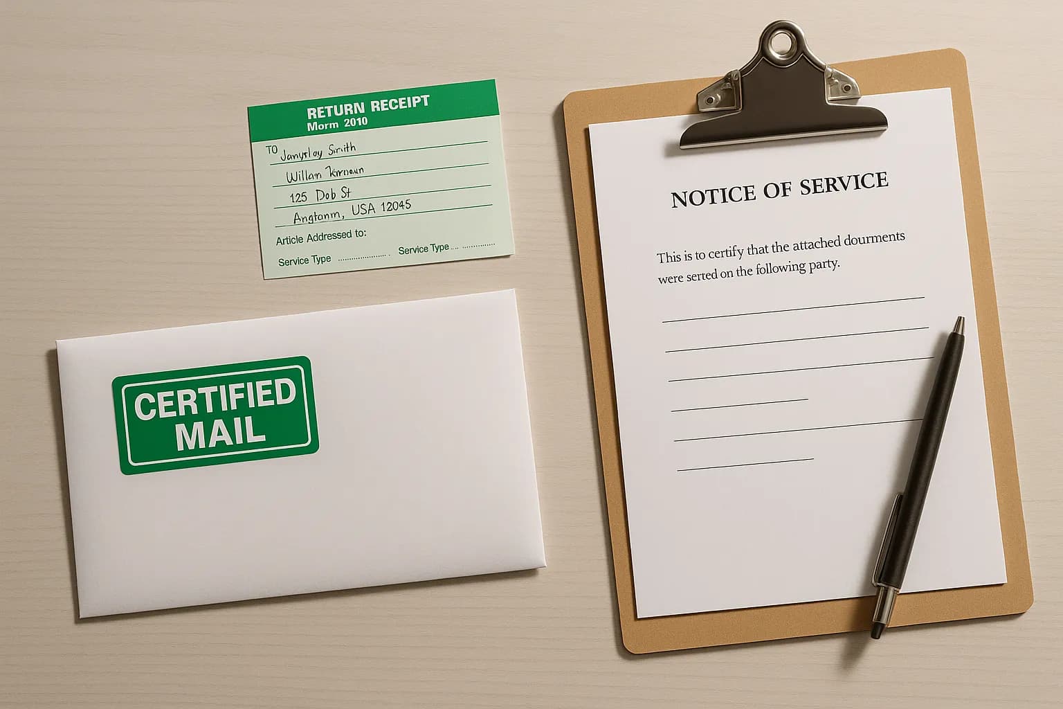 Serving legal documents by certified mail with return receipt