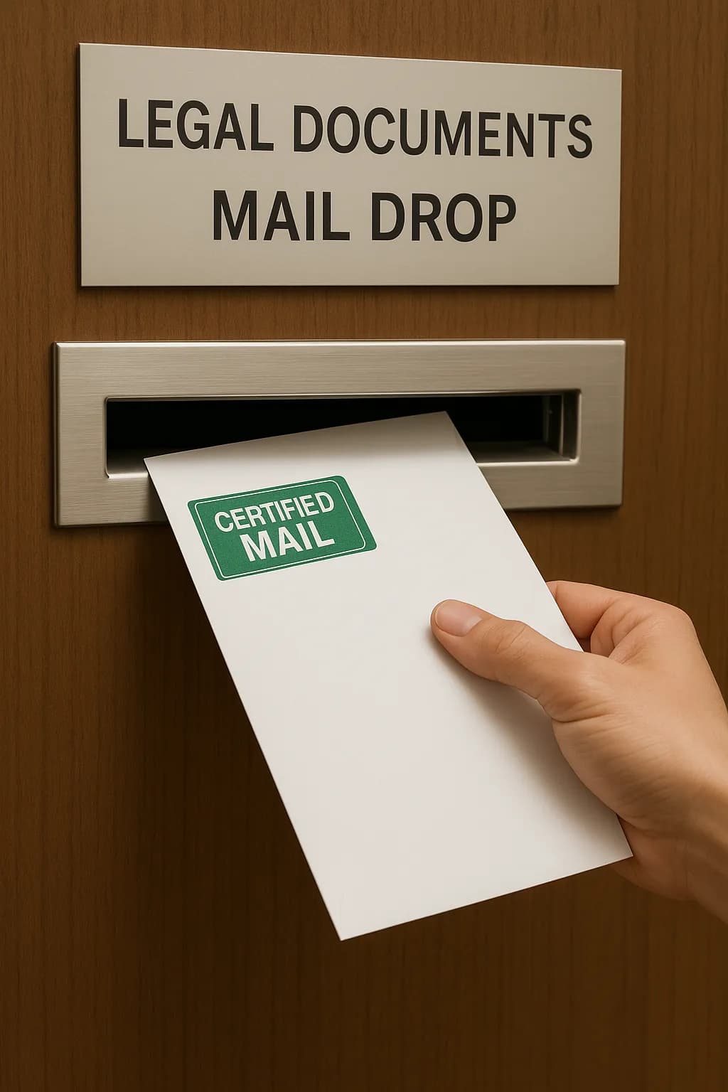 Legal documents being served by certified mail