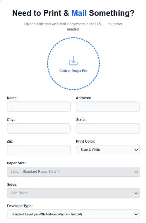 Upload and mail step