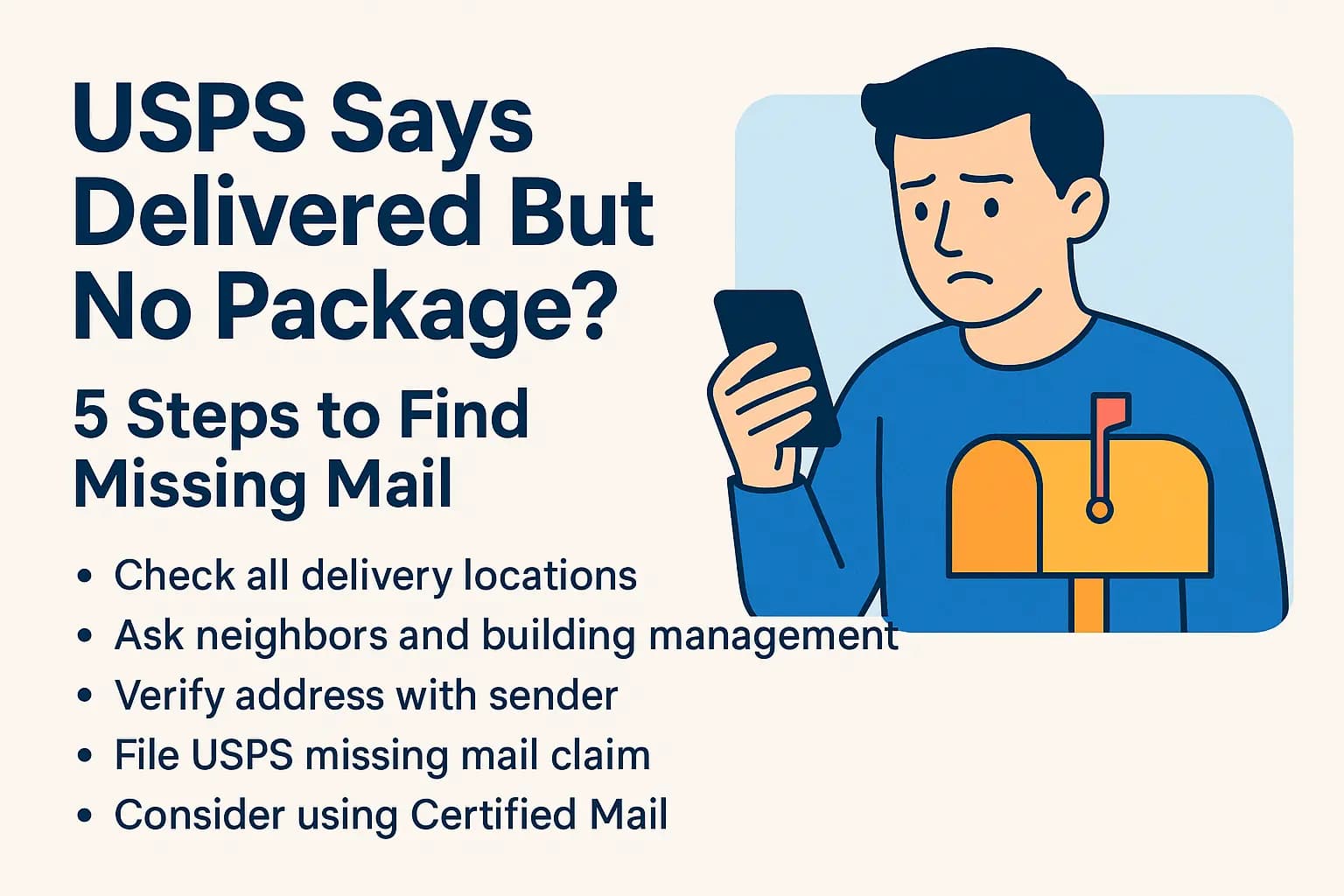 USPS says delivered but no package - steps to find missing mail