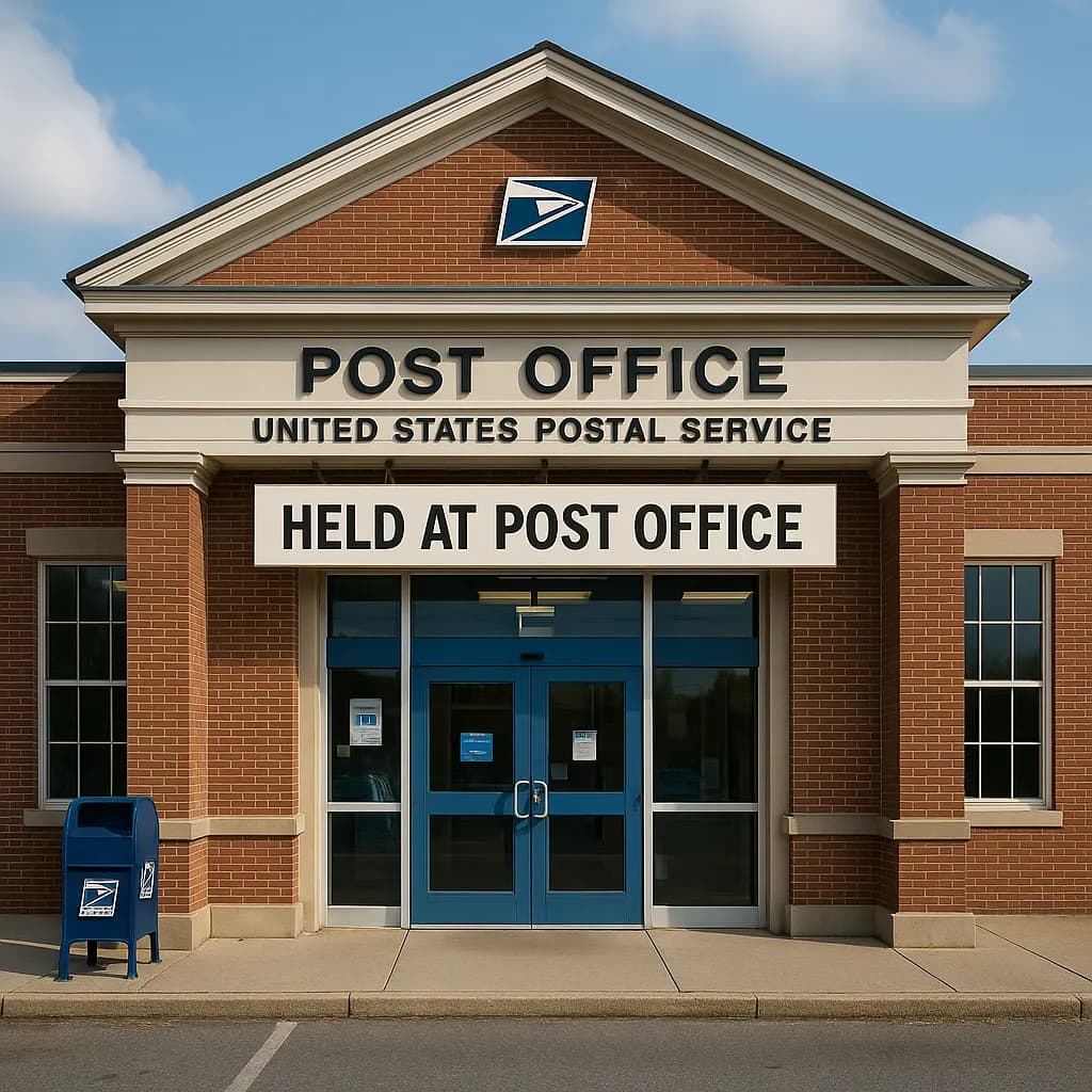 Package being held at USPS post office counter