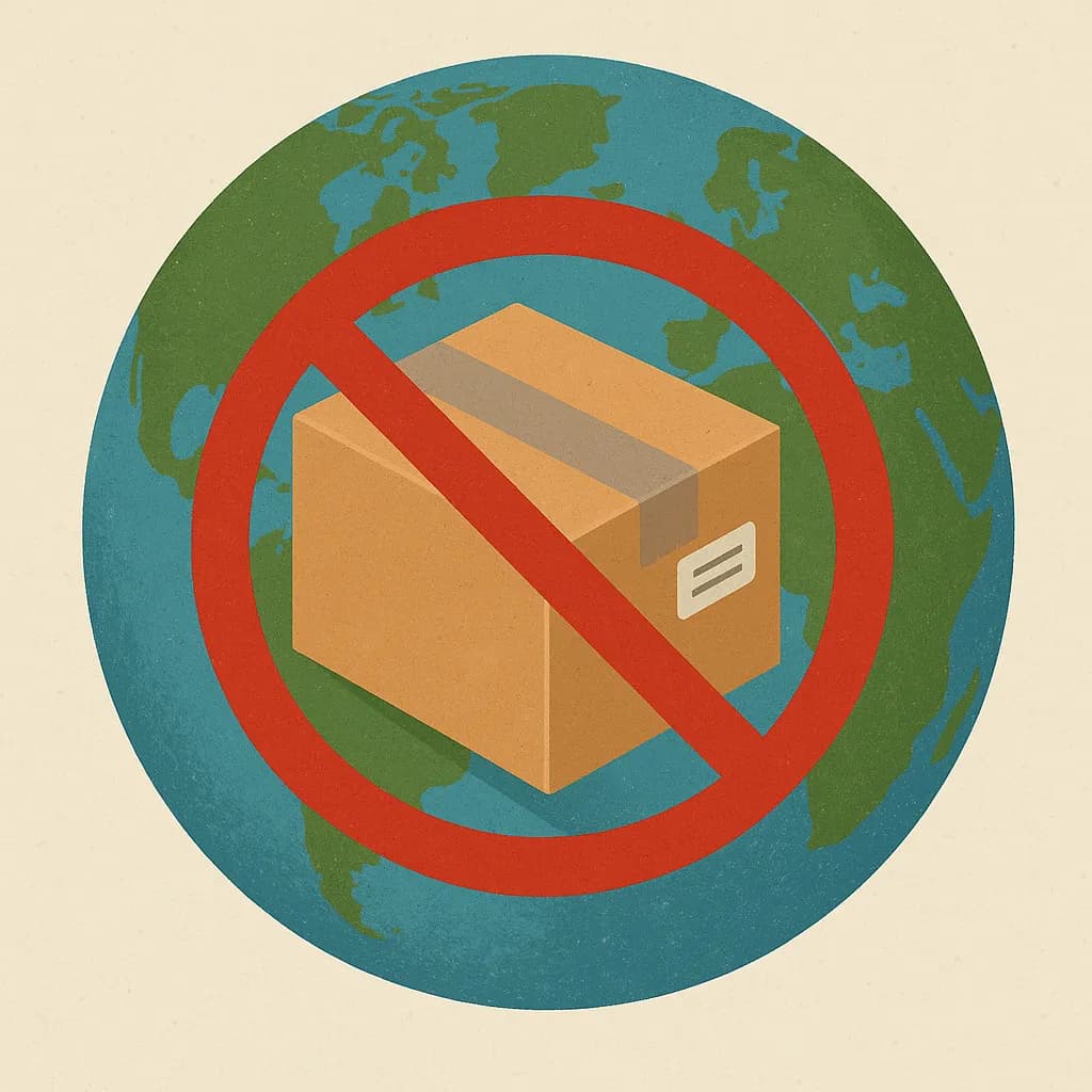 Prohibited items for international mail including hazardous materials symbols