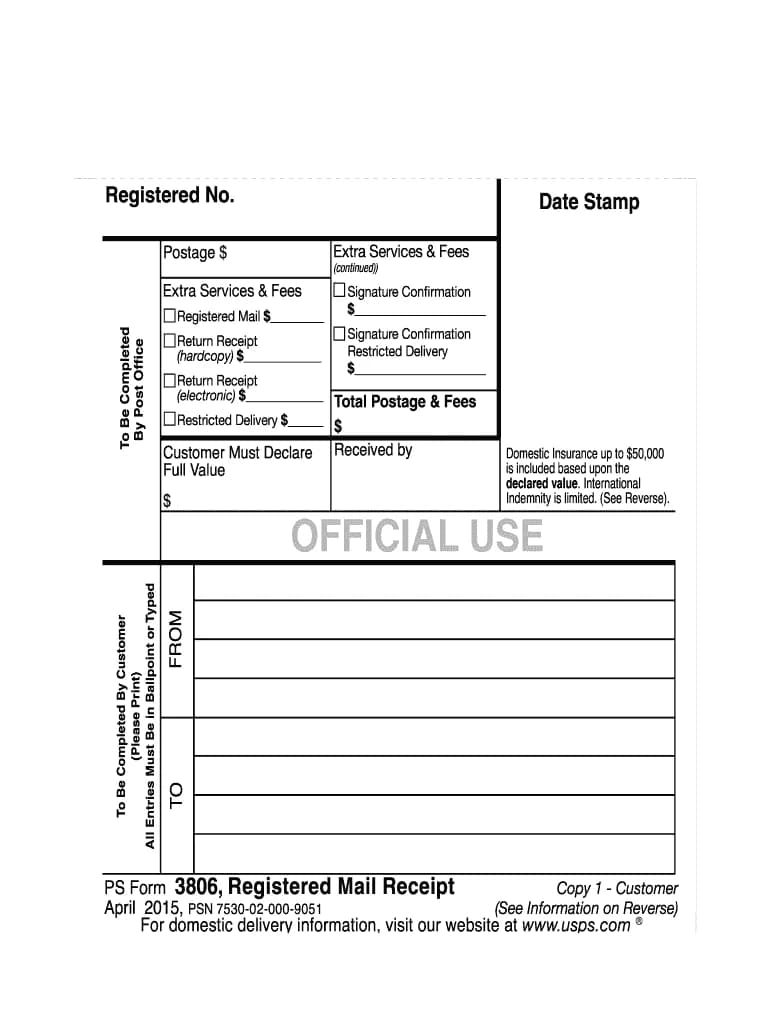 USPS Registered Mail Forms and Labels Guide (Label 200 & PS Form 3806) - Step-by-step guide with examples