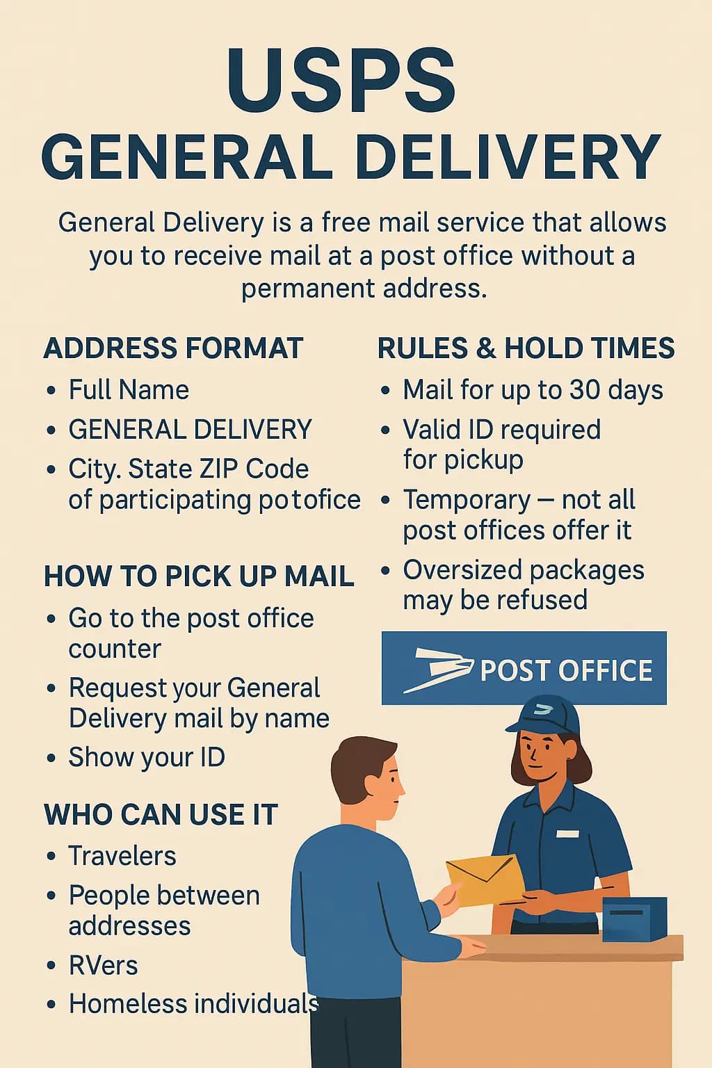 USPS General Delivery: How It Works, Address Format, and Hold Times - Step-by-step guide with examples