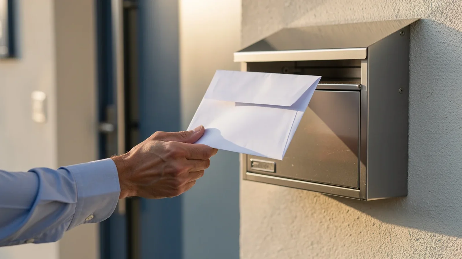 Landlord preparing certified mail envelope for eviction notice