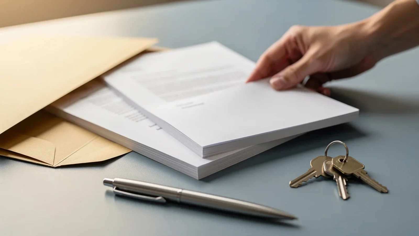 Professional landlord letters stacked on desk
