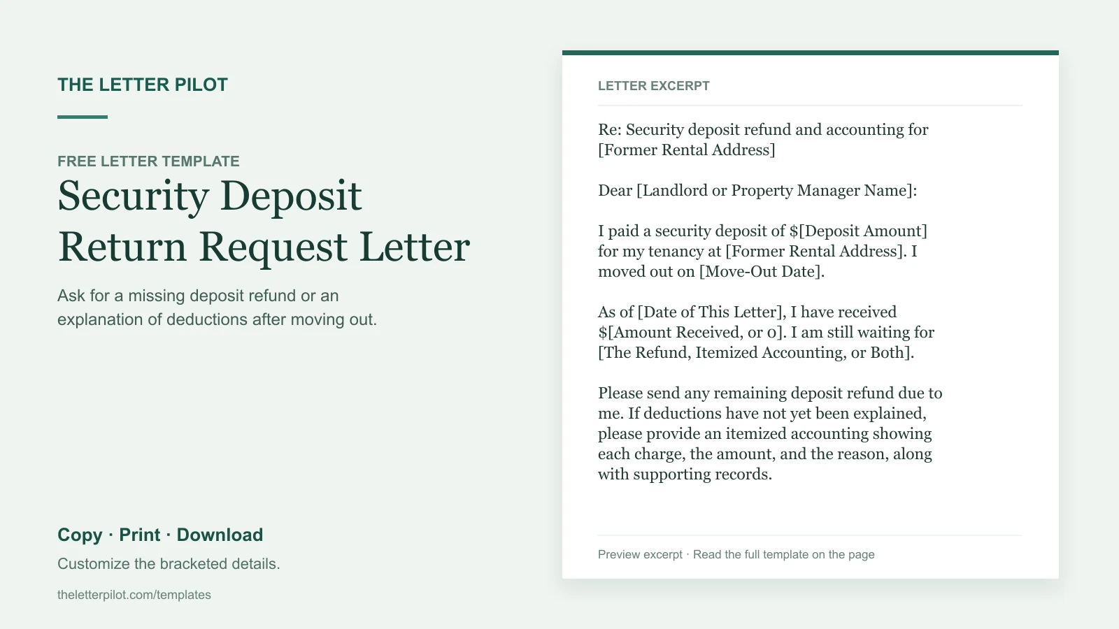 Security Deposit Dispute Letter Template | The Letter Pilot