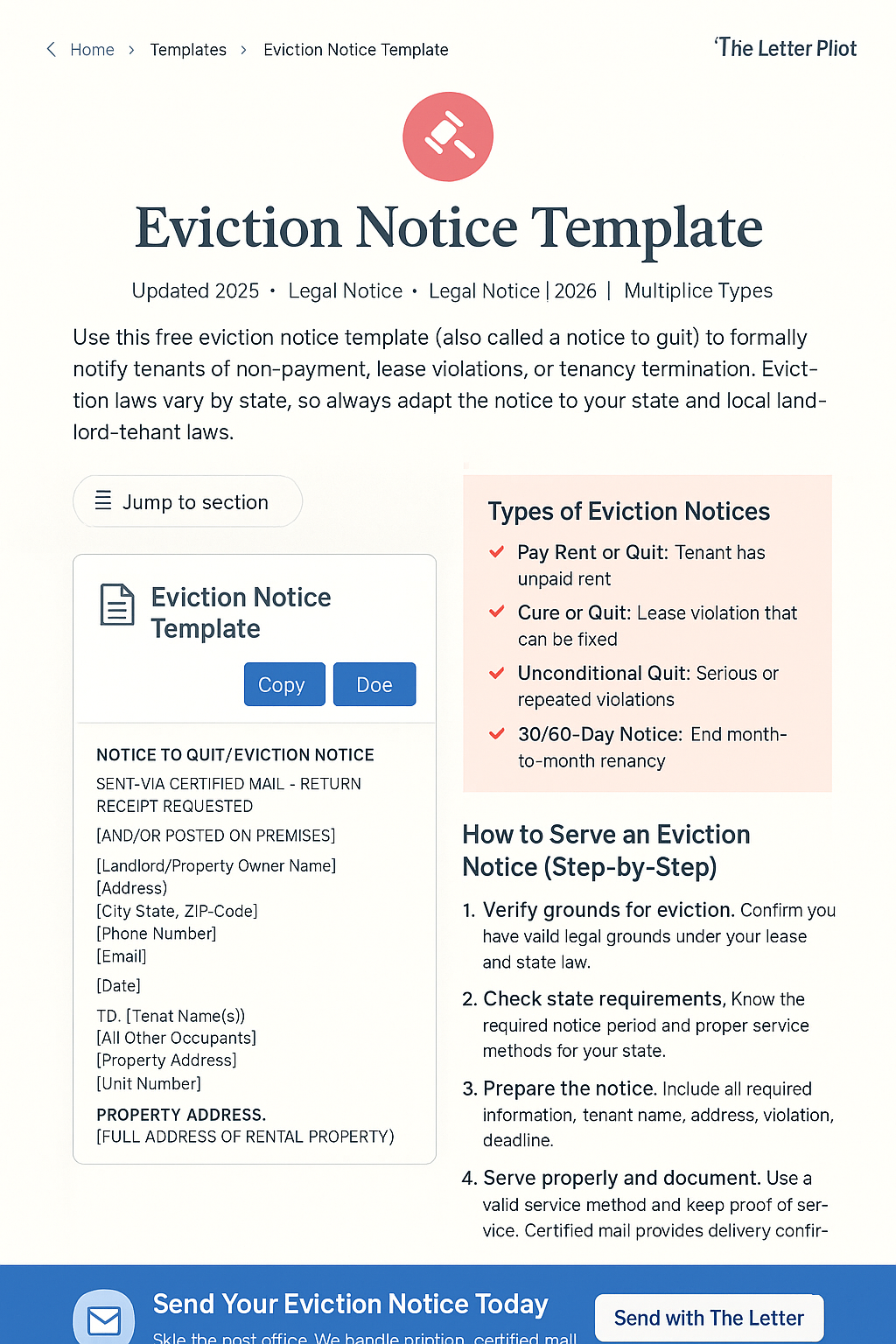 Free Eviction Notice Template (2025) | Notice to Quit | The Letter Pilot