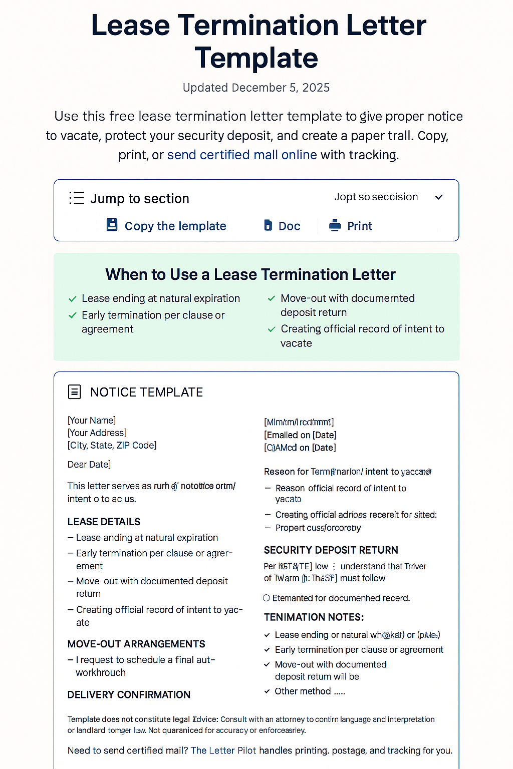 Lease Termination Letter Template | Free Notice to Vacate | The Letter ...